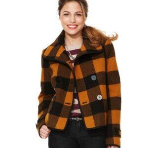 Loft Wool Blend Buffalo Plaid Jacket in Mustard And Black Size SP EUC